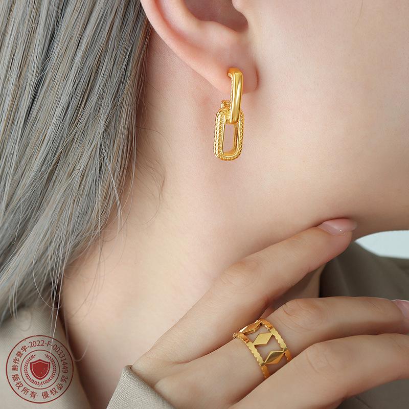 Light Luxury Geometric Gold-Plated U-Shaped Earrings