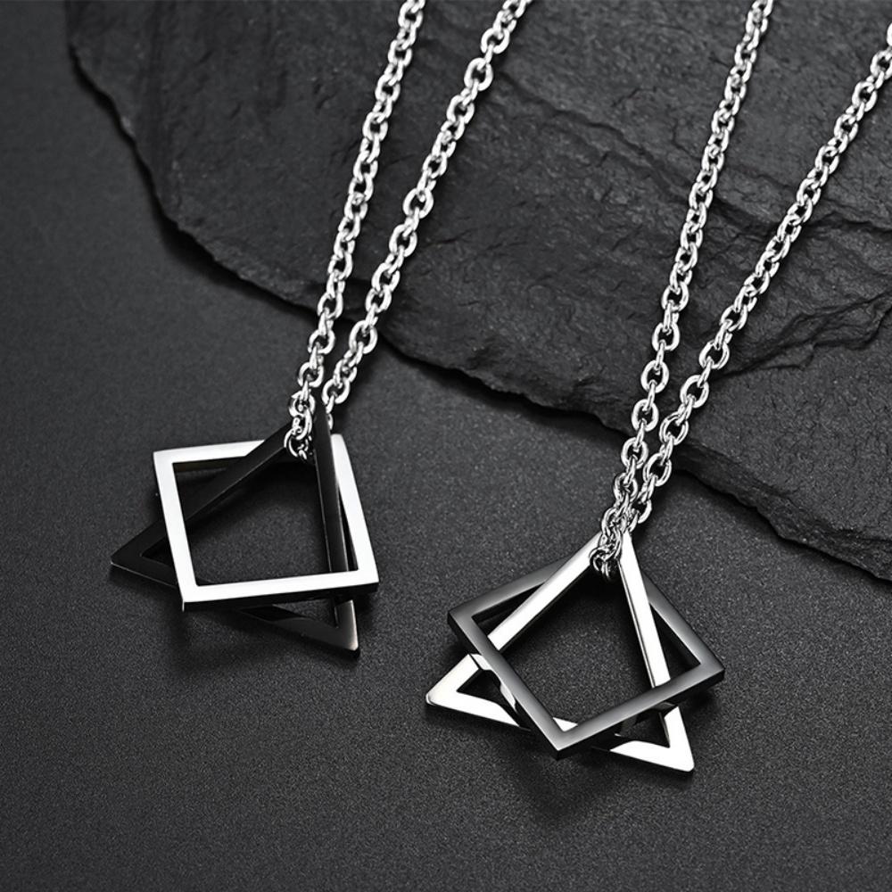 Minimalist Geometric Irregular Pendant Necklace for Woman Man Long Stainless Steel Chain Accessories Jewelry Gifts