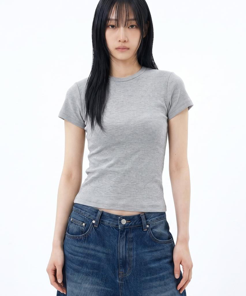 UNDEROFF Stretch Cotton Slim Short Sleeve T-Shirt Melange