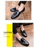 Men's Tassel Slip-on Leather Loafers - Pointed Toe, Plus Size, Formal Business Casual Shoes, Shiny Finish.