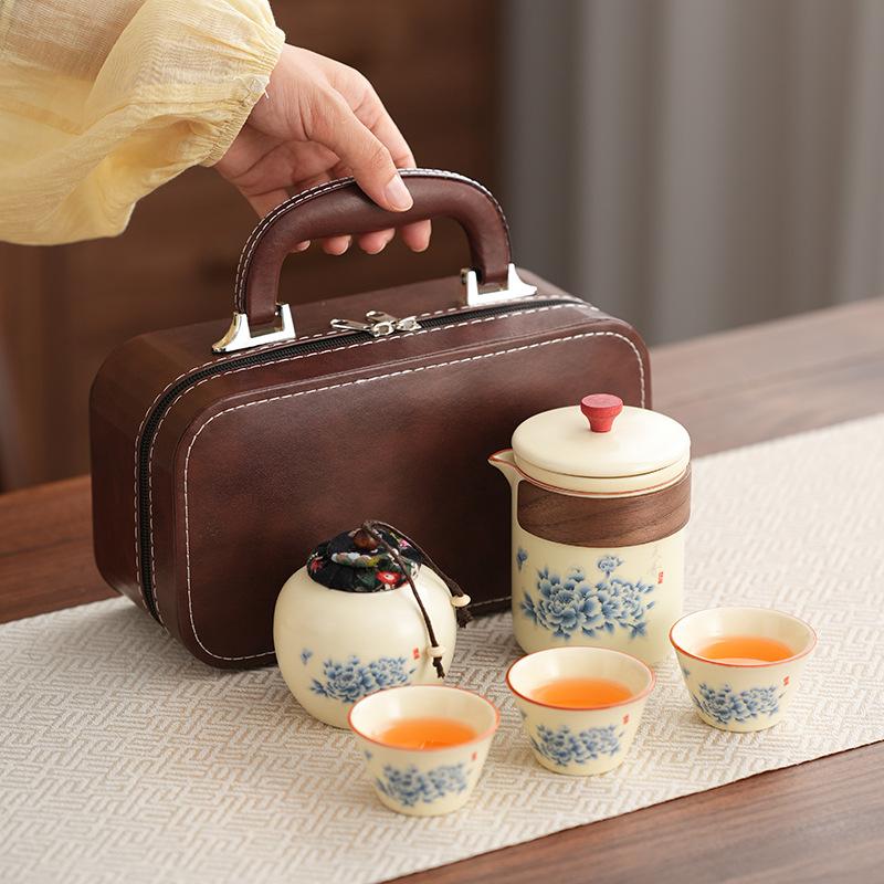 

Ручная работа, печь ручной работы, лазурное небо, ароматный пион, чайный сервиз в древнем стиле, набор из 5 предметов/набор, портативный, уличный чайник, чайный сувенир