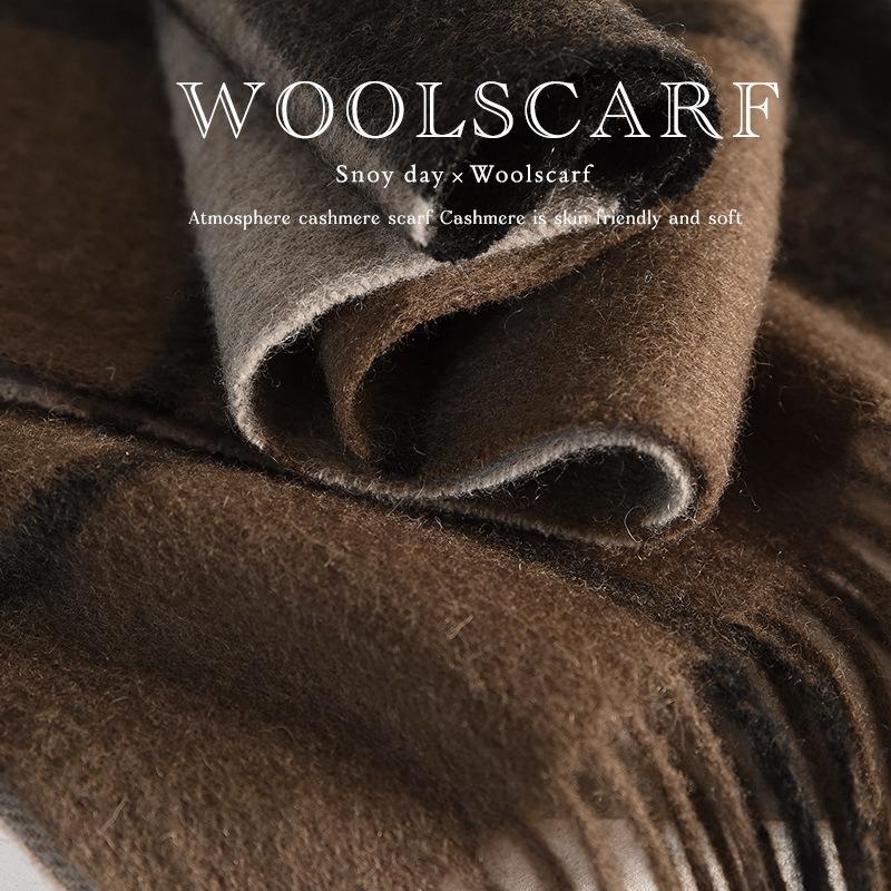 Pure wool scarf men's winter wind warm neck protection scarf boys birthday gift