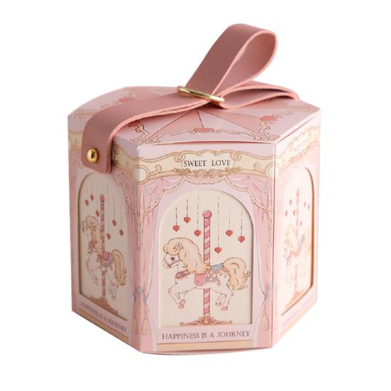 Candy Box Portable Cartoon Print Carousel Pattern Dispense Candy Paper Jam Lovely
