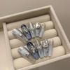 HANDMADE Lengthen Ballerina Shape/lengthen Long Trapezoid Dark Style 3D Metallic Silver Spider Blue Gradient Callous Summer Fake Nails Art Reusable