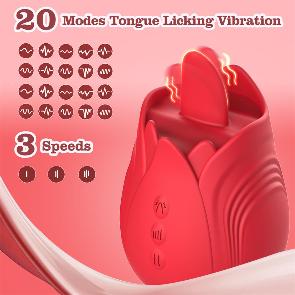 Rose-Licking Vibrator Female G Spot Nipple Clitoris Stimulator Tongue Lick Vibrating Love Egg Dildo Adults Sex Toys for Women 18