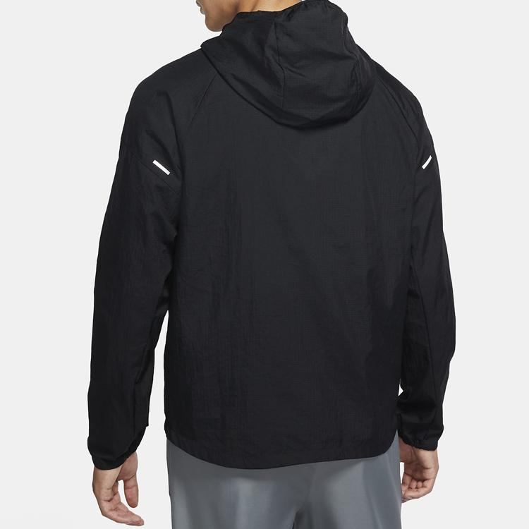 Nike Essential Solid Hooded Zip-Up Running Fitted Jacket Men Jackets Black CU5359-010
