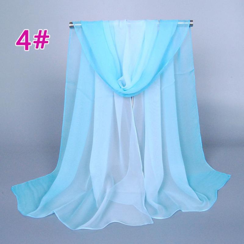 Supply imitation silk georgette silk scarf, popular bright and gradual change of color accessories scarf