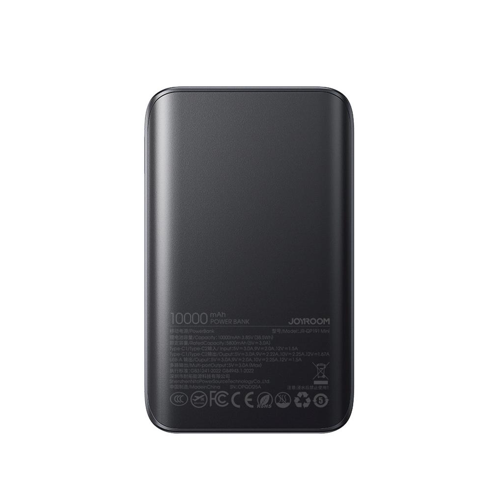 Powerbank 10000Mah 22.5W Usb-A Usb-C Z Wyświetlaczem Jr-Qp191 Mini - Czarny
