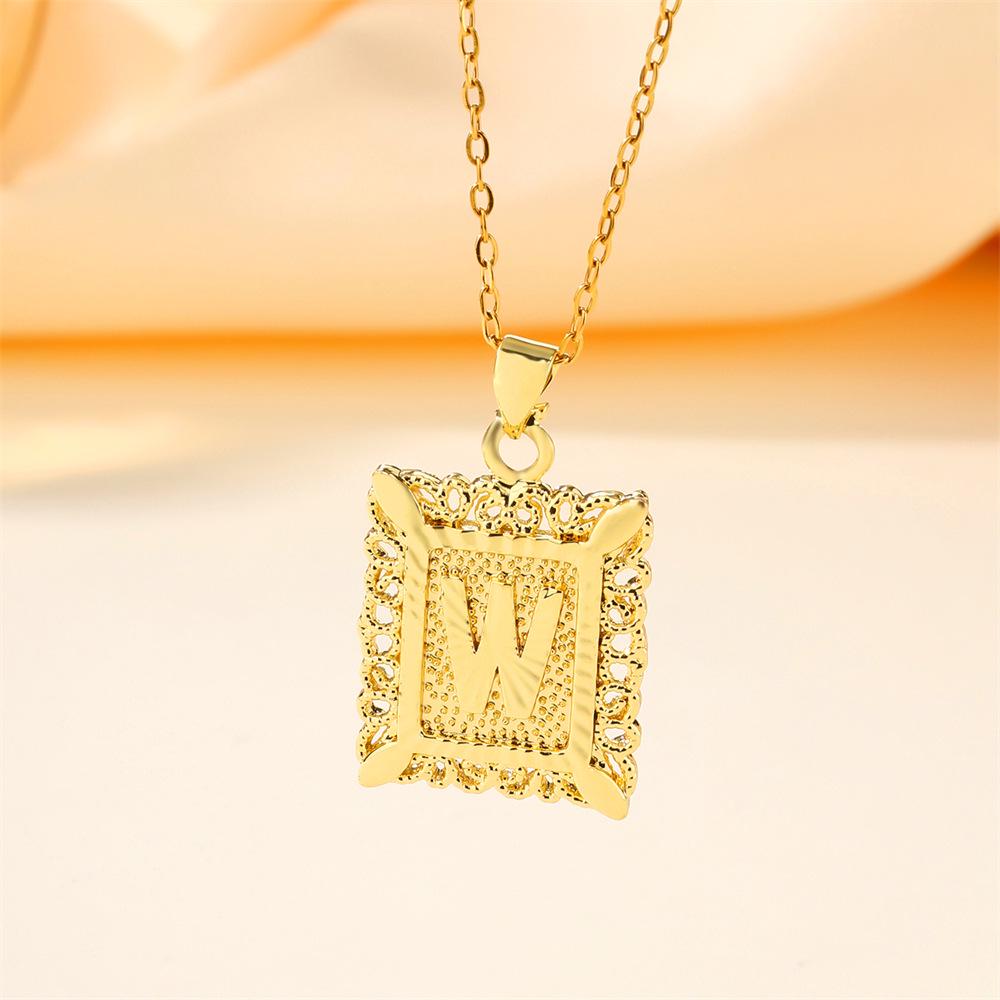 26-Letter Stainless Steel Necklace with Copper Pendant - European & American Fashion for Men
