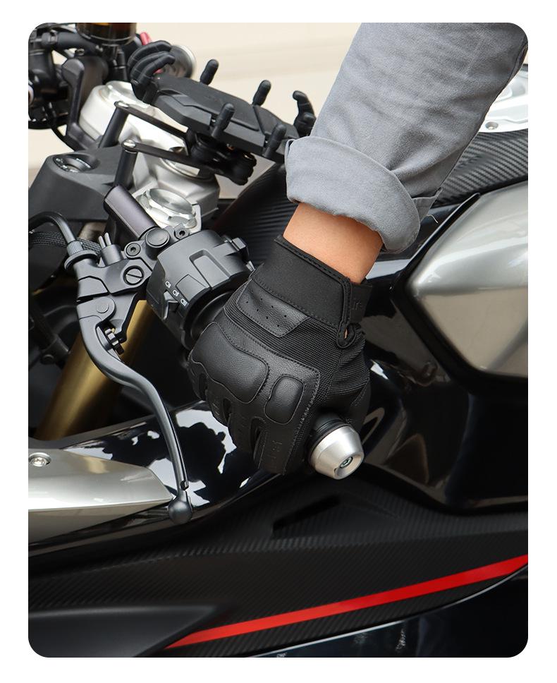 All-Season Windproof Touchscreen Motorcycle Gloves - Unisex, Full Finger, Anti-Fall Design