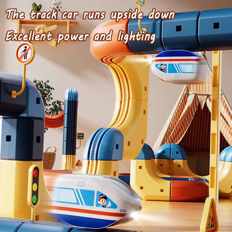 Kid Electric Magnetic Track Car Toys Set DIY Magnetism Orbital Cube Road Build Anti-gravity Levitating Train STEM Toy Xmas Gift