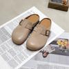 Cowhide bag head slippers women wear flat-bottomed retro lazy half-drag spring and autumn new soft-soled shoes