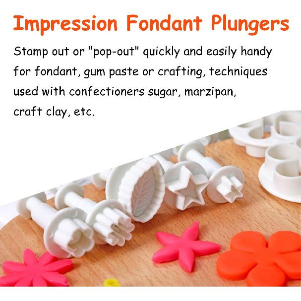 

M MOACC Cake Tools 36 Piece Fondant Cake Cookie Plunger Sugarcraft Flower Leaf Butterfly Heart Shape Decorating Mold DIY Icing Plunger Tools
