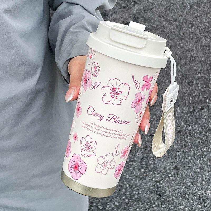 

Floral Stainless Steel Water Bottle for Women | Double Lid Straw & Sip 500ml | Garden Series Thermos Hot Cold Leakproof Gift 500ml