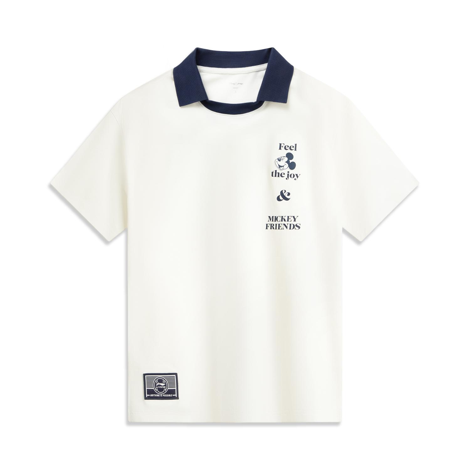 

Li Ning X Disney Mickey Collaboration Sports Lifestyle Series Casual Simple Color Block Loose Short Sleeve Polo Shirt Men Tops Off-White APLV505-1