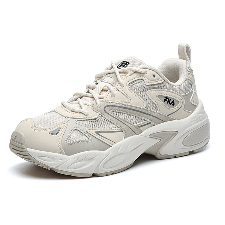 FILA Heritage Running Retro Mesh Synthetic Leather Low Top Casual Running Shoes Women sneaker Off-White F12W141122FWR