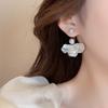 French White Petal Pearl Earrings Temperament Light Luxury Niche High Sense Elegant Versatile Earrings