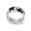 Two Tone Silver Black Ring Black Enamel Stainless Steel Women and Mens Silver Color Trendy Casual Rings Size 7 8 10
