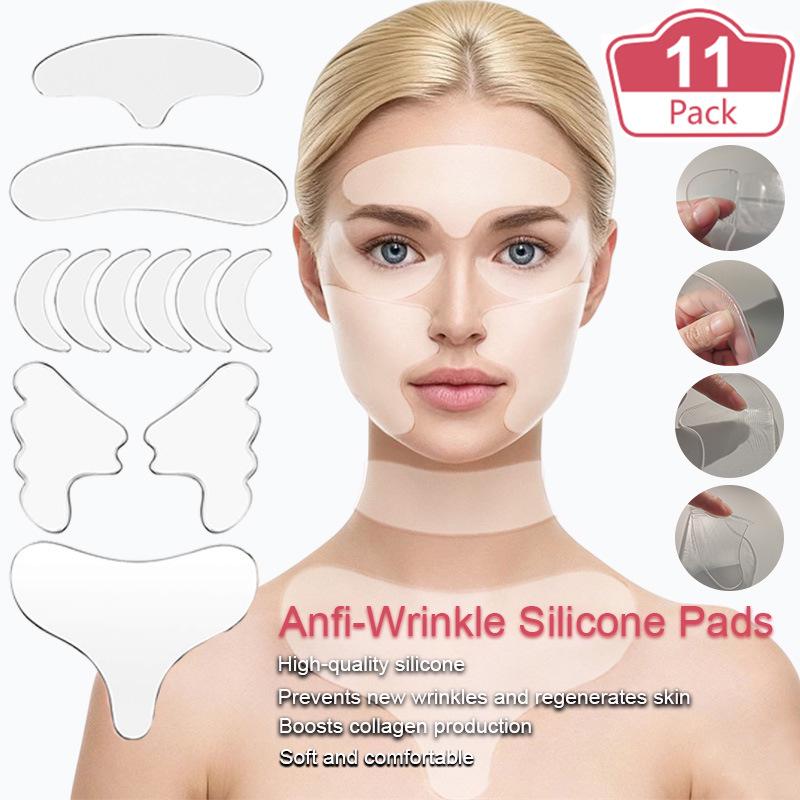 Patch Antirughe in Silicone per Solchi Nasolabiali, Fronte e Collo - Trasparenti, Autoadesive, Riduttori delle Linee Sottili