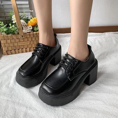 Zapatos de plataforma para mujer, estilo gótico, estilo universitario, de piel de charol, estilo Oxford, para mujer, zapatos de uniforme escolar japonés