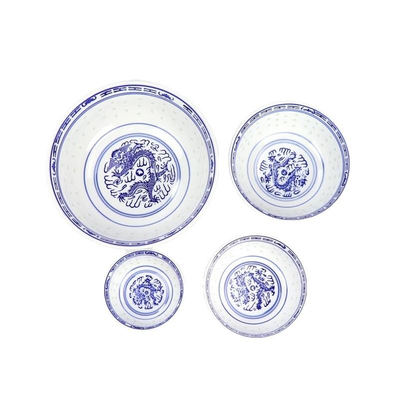 Blau-weiße Porzellan-Dessertschale - Chinesisches Keramik-Geschirr für süße Suppen und Double-Skin Milk