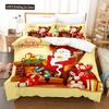Merry Christmas Duvet Cover Set Twin King Queen Cartoon Santa Claus Bedding Set Polyester Christmas Gingerbread Man Quilt Cover