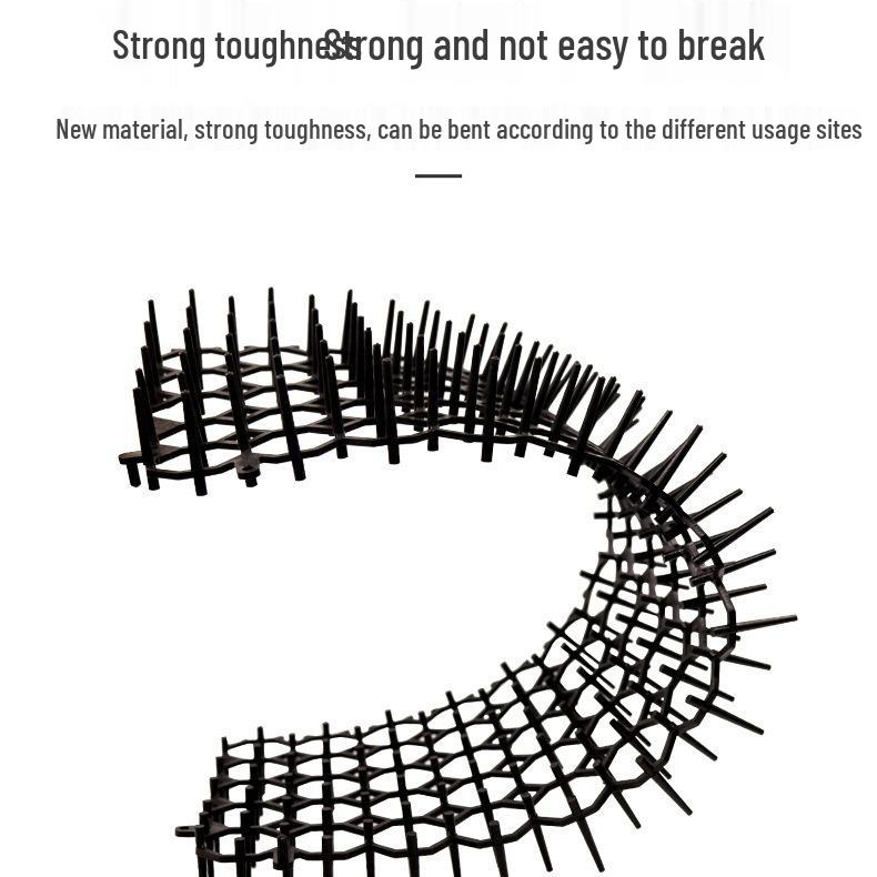 Black 2x4m Plastic Anti-Cat Spike Mat for Balcony and Garden Cat Deterrent.