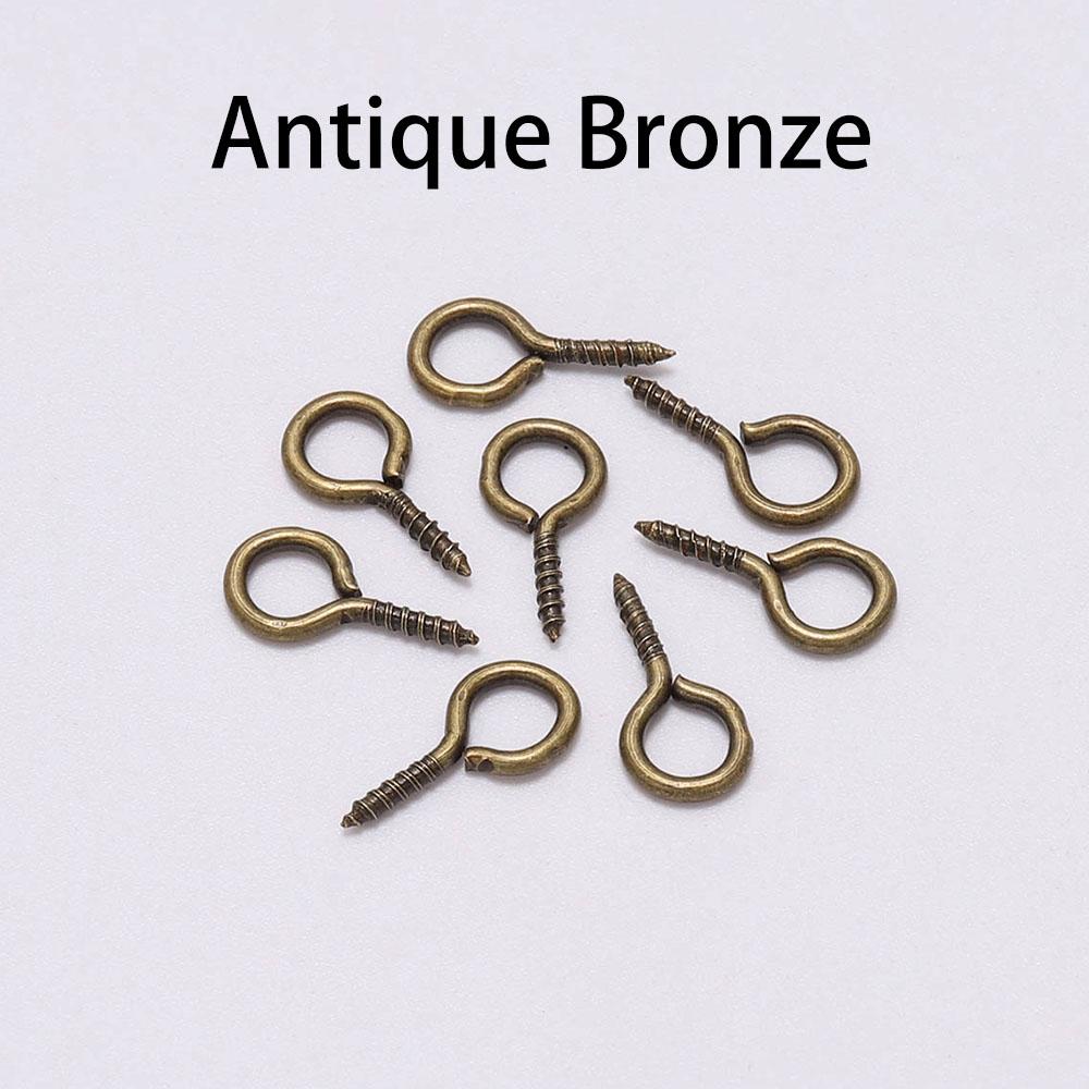 200Pcs Small Tiny Mini Eye Pins Eyepins Hooks Eyelets Screw Threaded Gold Color Clasps Hooks Findings for DIY Jewelry Making