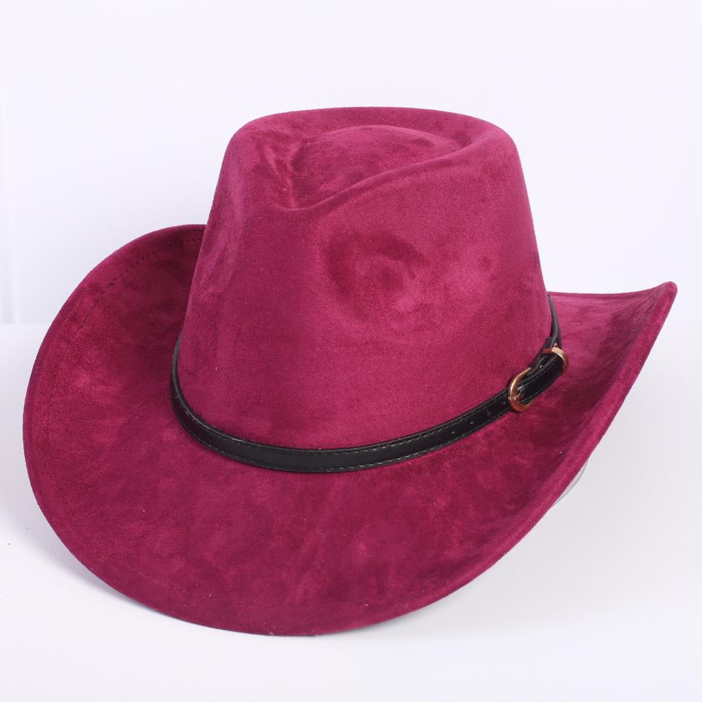 Popular European and American classic suede western cowboy hat men's and women's fashion LO style peach heart cowboy hat