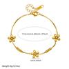 Gold-Plated Rhinestone Flower Bracelet with Stainless Steel Beaded Chain