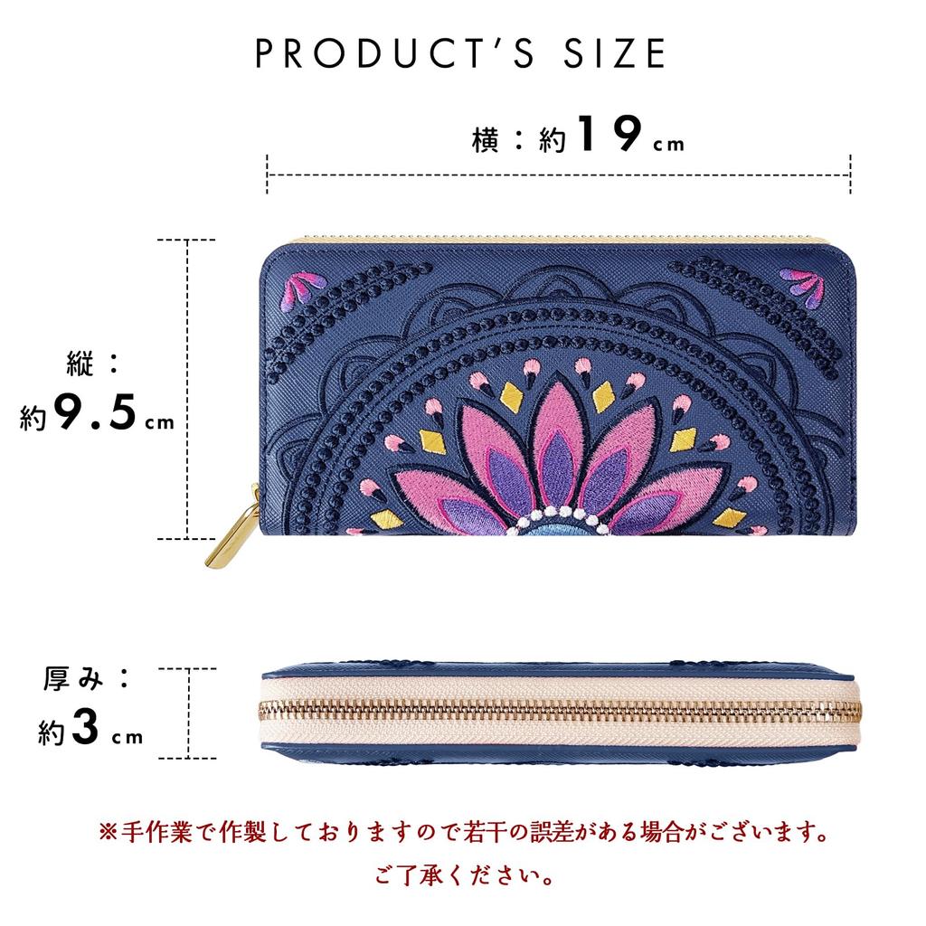 Trendy Yamagishi Saffiano Leather Long Wallet, Genuine Leather, Women's, Card Slots, Coin Purse, Bill Compartment, Zipper-Around Design, Ethnic