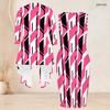 Women Plus Size Striped Printed Two Piece Set 3 4 Sleeve Open Cardigan Sleeveless Crew Neck Bodycon Dress