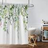 1 Piece Small Fresh Eucalyptus Leaves Digitally Printed Bathroom Shower Curtain Set Perforated Strap Hook Easy To Clean