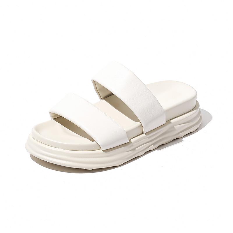 Flat-bottomed slippers for women's 2025 summer new sandals to wear outside and step on shit. Thick-bottomed semi-mop casual versatile beach slippers