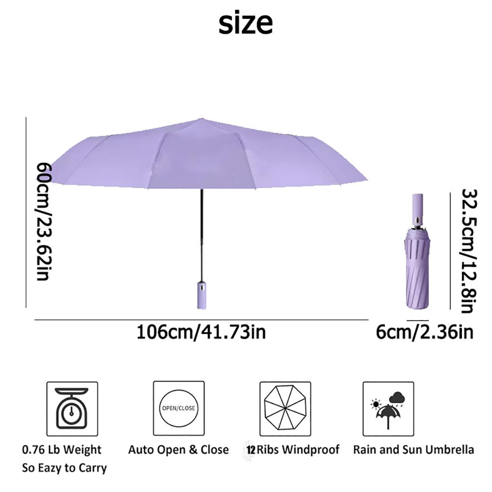 24 Bone Fully Automatic Umbrella Large, Black Rubber Sunshade Umbrella, Sun Protection Umbrella, Folding Sunny Umbrella.zwq