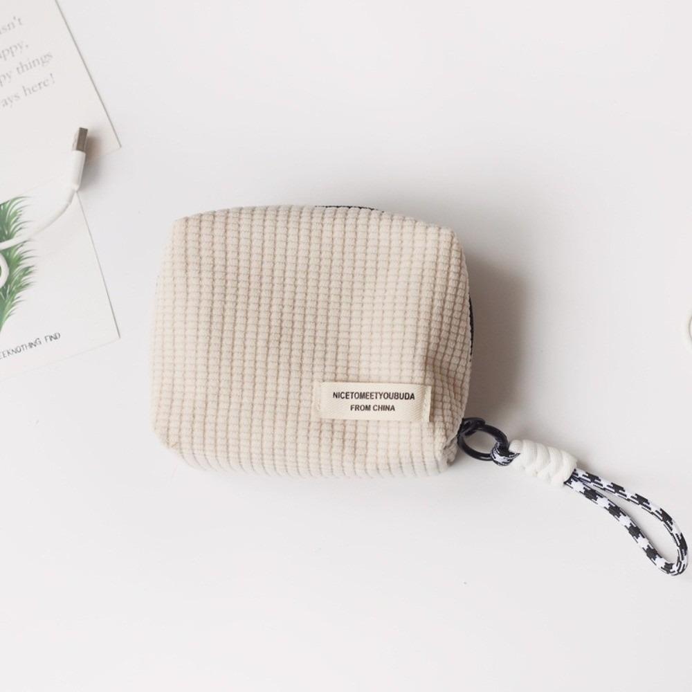 Solid Color Coin Purse Large Capacity Corduroy Sanitary Napkin Storage Bag Multifunctional Storage Bag Multi-Purpose Use