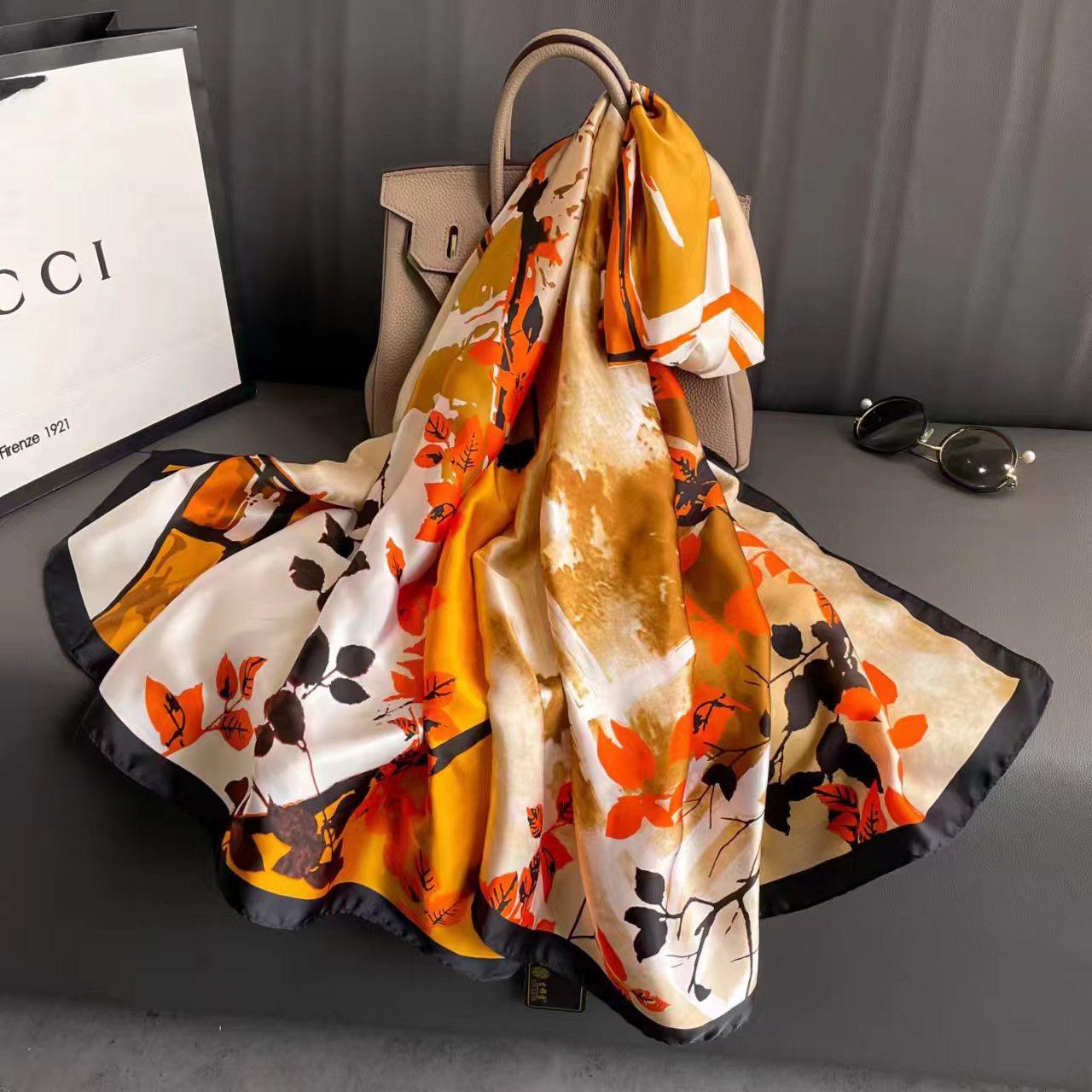 

Модный шарф женский летний солнцезащитный модный в зарубежном стиле пляжное полотенце женская праздничная шаль шарф для кондиционирования воздуха верхняя одежда марлевый шарф 90*180cm