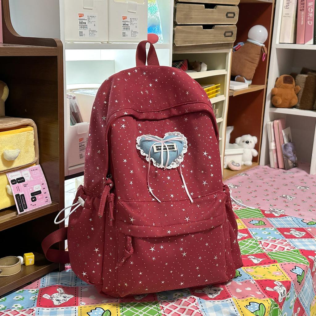 Schoolbag Korean Love Girl Style Schoolbag Large Capacity High Value Star Light Simple Student Party Campus Backpack