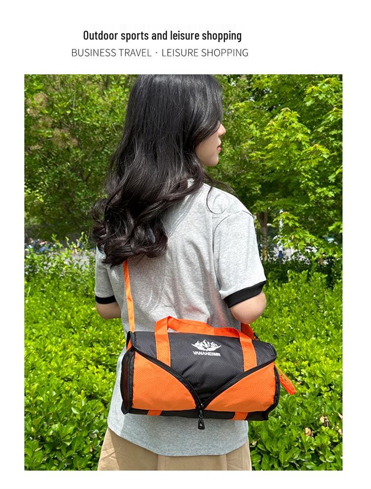 Katlanabilir Tek Omuz Seyahat Spor Çantası: Hafif, Yuvarlak Namlu Tasarımı, Renk Bloklu Moda, Dış Mekan Çapraz Vücut Depolama.