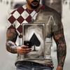 Mens Loose Fit Crew Neck Short Sleeve T-Shirt With 3D Poker Print Digital Lightweight Casual Streetwear