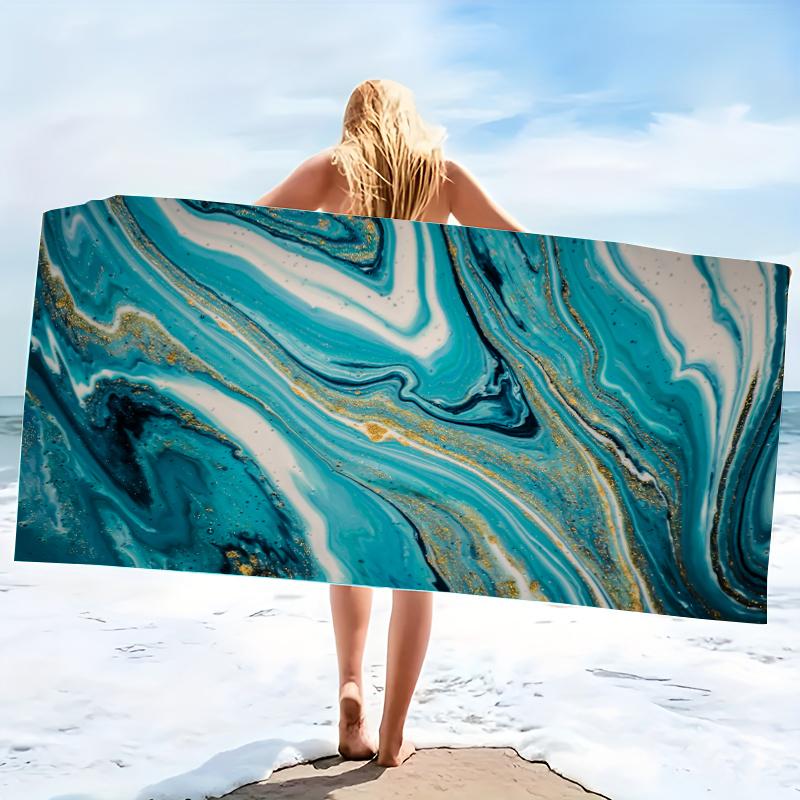 

Microfiber Beach Towel Marble Pattern Bath Towel Thin Absorbent Extra Large Towel for Beach Swimming Camping Yoga Bath Sports W40*H60(CM)