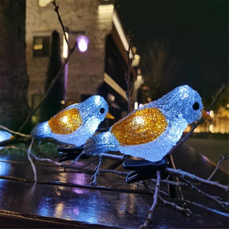 LED Solar Acrylic Bird String Lights - Outdoor Festive Decoration for Courtyard and Christmas Trees