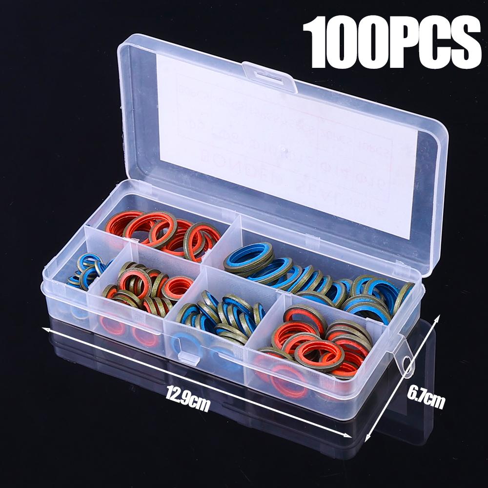 

100 шт. прокладка из металлической резины для слива масла, уплотнительная прокладка для M6 M8 M10 M12 M14 M16, комбинированный комплект уплотнительных колец