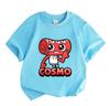 Kids Boys Girls 100% Cotton Short Sleeve O-neck T-shirt, Cute Red Cartoon Confused Character Printed Casual Soft Breathable Tee Top for Daily Wear Par