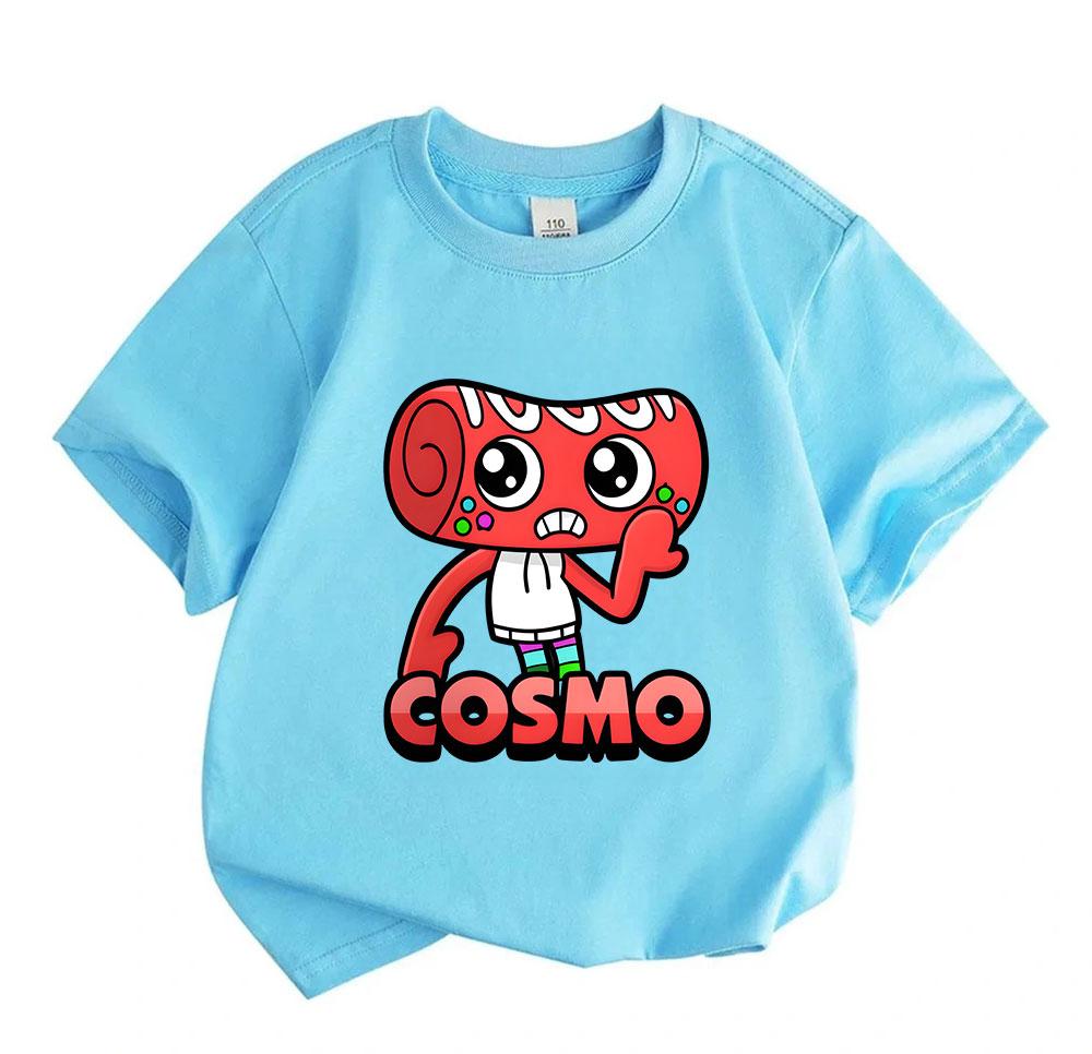 Kids Boys Girls 100% Cotton Short Sleeve O-neck T-shirt, Cute Red Cartoon Confused Character Printed Casual Soft Breathable Tee Top for Daily Wear Par
