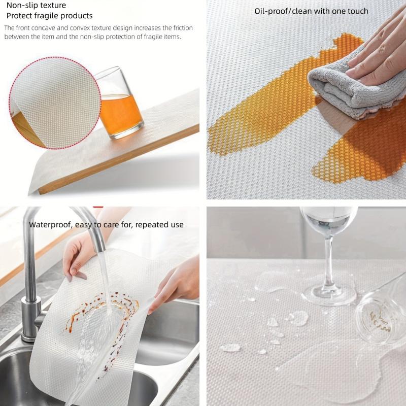 1 Roll Waterproof & EVA Cabinet Drawer Liner Mat - Oil/Water/Stain Resistant, Non-Slip Kitchen Organizer for Refrigerator Shelves, Drawers