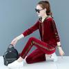 Women's Velvet Hooded Tracksuit - Spring 2025 Fashionable Two-Piece Set for Middle-Aged Moms