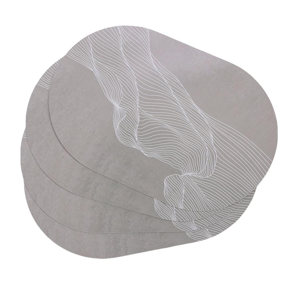 4PCS Oval Placemats Anti Slip Washable Table Mats PU Leather Place Mats for Restaurant Kitchen Hotel 18x12in