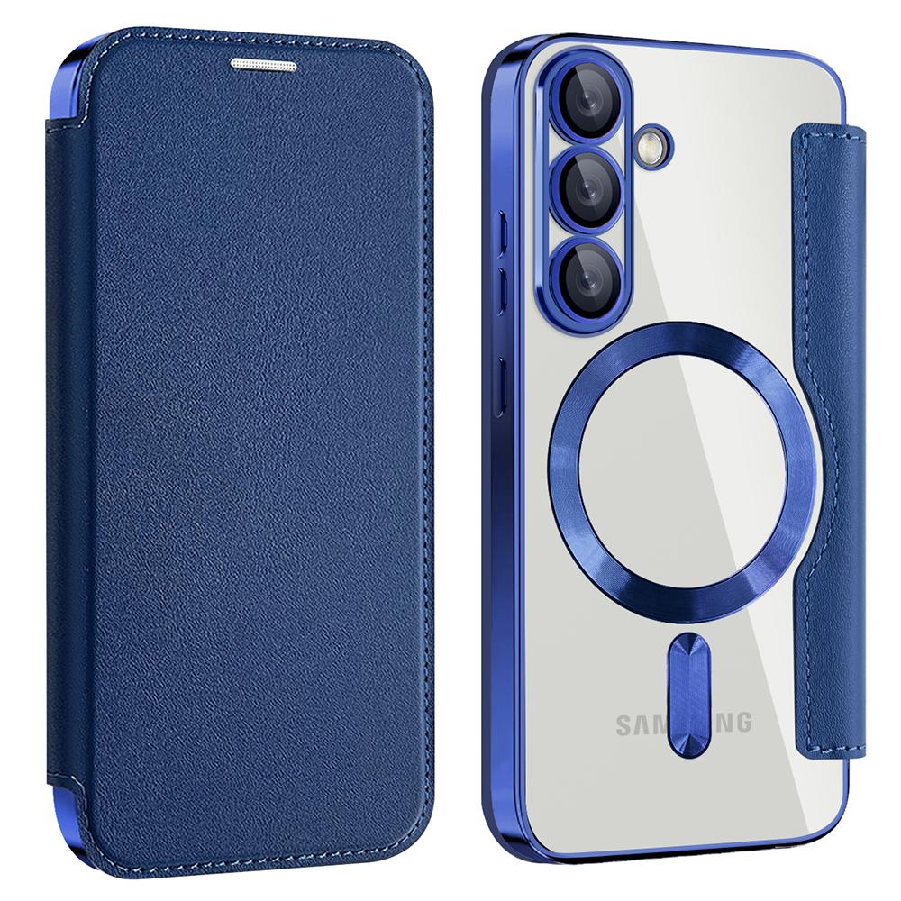 

Чехол для Samsung Galaxy S25, совместимый с кожаным чехлом MagSafe RFID Blocking Phone Cover Sapphire