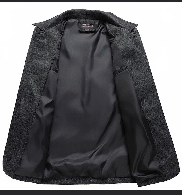 Men's Plus Velvet Turn-Down Collar Jacket for Middle-Aged and Elderly - Thick Autumn/Winter Business Coat